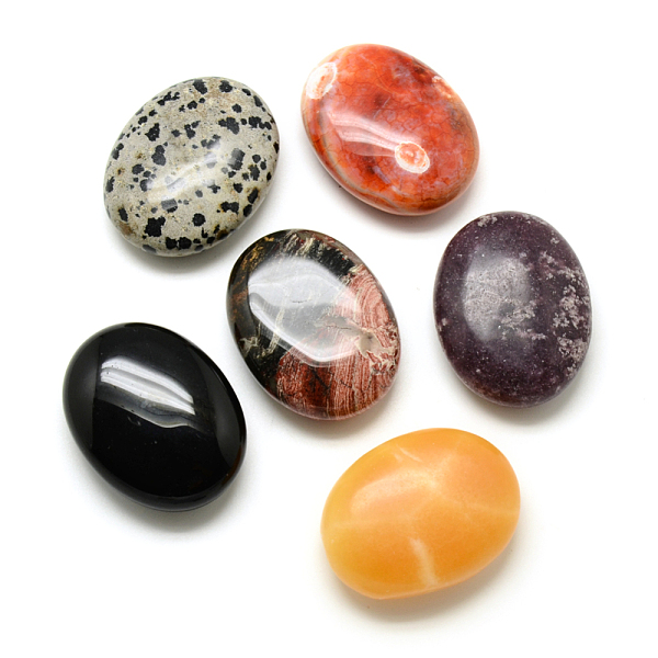

PandaHall Natural & Synthetic Mixed Stone Oval Palm Stone, Reiki Healing Pocket Stone for Anxiety Stress Relief Therapy, 44~46x34~36x15~17mm...