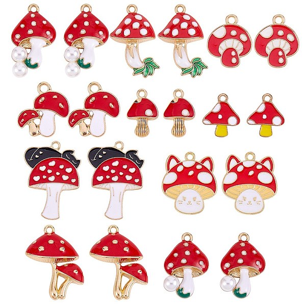 

PandaHall 20Pcs 10 Style Alloy Enamel Pendants, Mushroom, Mixed Color, 2pcs/style Alloy+Enamel Mushroom Multicolor
