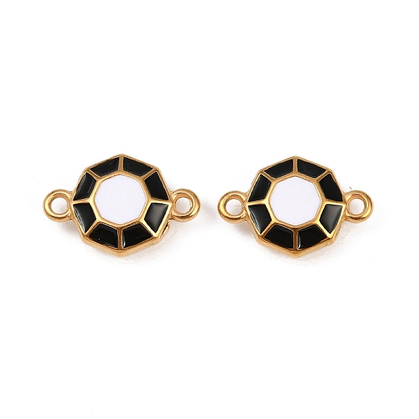 304 Stainless Steel Black and White Enamel Octagon Connector Charms