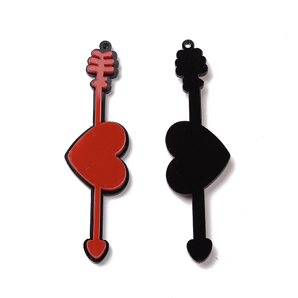 

PandaHall Acrylic Big Pendants, Valentine's Day Theme, Heart Pattern, 68x19x3.8mm, Hole: 1.6mm Acrylic Heart Red