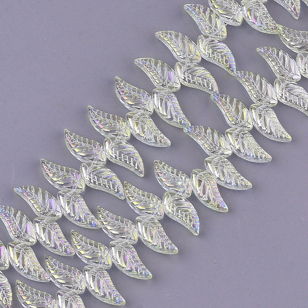

PandaHall Electroplate Glass Beads Strands, Leaf, Light Yellow, 18x8x5mm, Hole: 0.8mm, about 100pcs/strand, 24.4 inch Glass Leaf Yellow