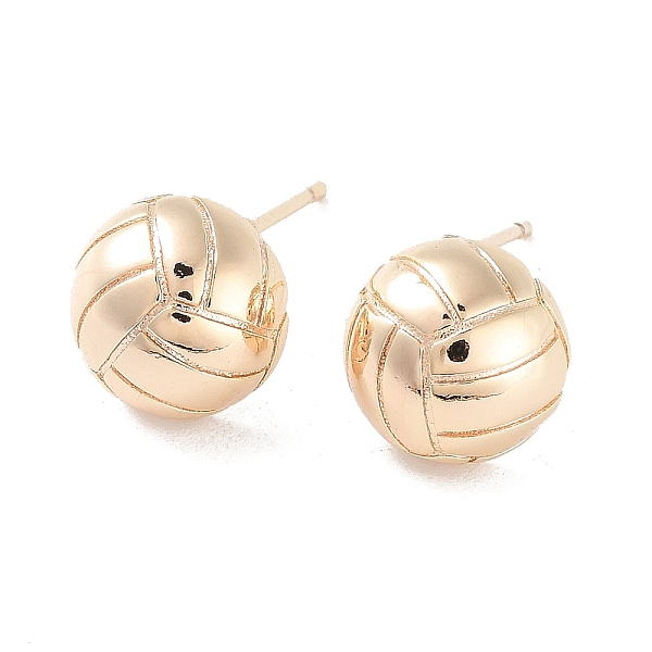 

PandaHall Brass Stud Earrings, Volleyball, Real 18K Gold Plated, 10mm Brass Volleyball