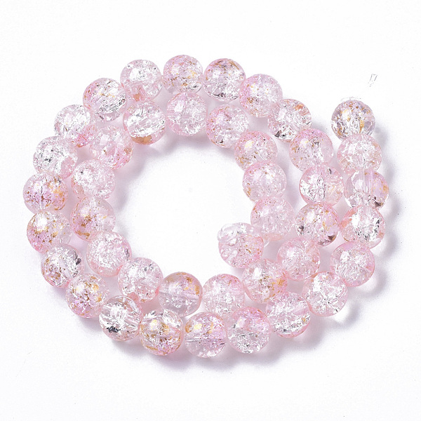 

PandaHall Transparent Spray Painted Crackle Glass Bead Strands, with Golden Foil, Round, Pink, 10~11mm, Hole: 1.4~1.6mm, about...