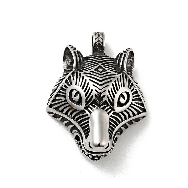 

PandaHall 304 Stainless Steel Pendants, Wolf, Antique Silver, 43x32x15mm, Hole: 5mm 304 Stainless Steel Other Animal