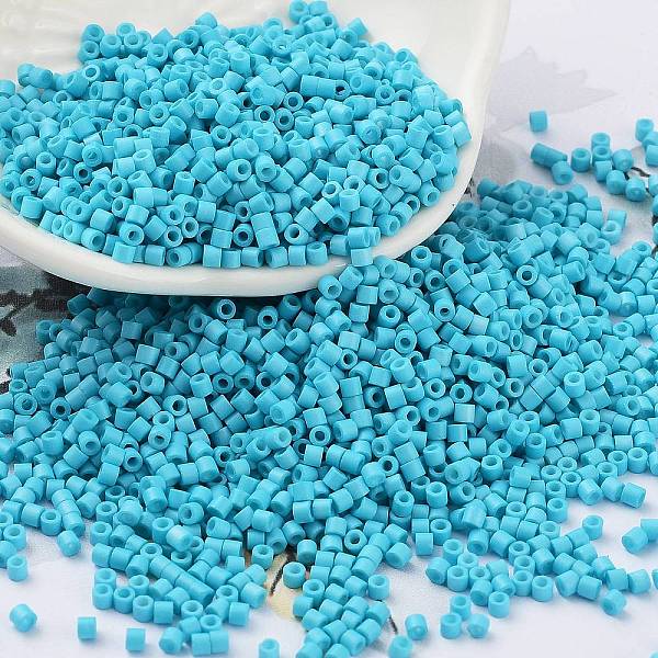 

PandaHall Baking Paint Glass Seed Beads, Cylinder, Medium Turquoise, 2x1.5mm, Hole: 1mm, about 50398pcs/pound Glass