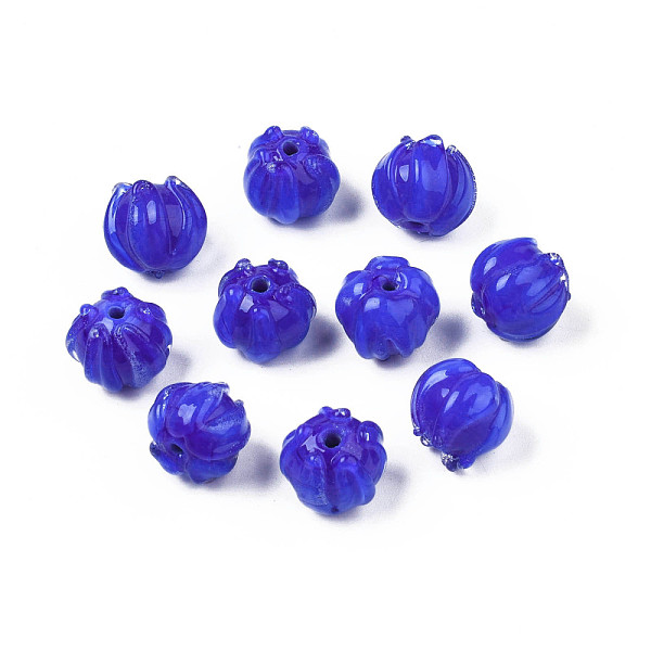 

PandaHall Handmade Lampwork Beads, Flower, Blue, 10~11x11.5~12.5mm, Hole: 1.2mm Lampwork Flower Blue