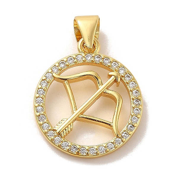 

PandaHall Zodiac Theme Brass Micro Pave Cubic Zirconia Pendants, Sagittarius, Sagittarius, 17.5~18x15x2~2.5mm, Hole: 6x4mm Brass+Cubic..., Clear