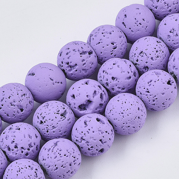 

PandaHall Spray Painted Natural Lava Rock Beads Strands, Round, Dark Orchid, 8~9mm, Hole: 0.7mm, about 47~48pcs/Strand, 15.75 inch(40cm)...