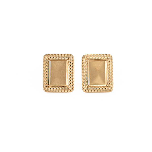 

PandaHall Ion Plating(IP) 304 Stainless Steel Stud Earring Findings, Earring Setting for Enamel, with Ear Nuts, Rectangle, Golden, 15x12.5mm...