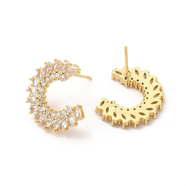 

PandaHall Rack Plating Brass Micro Pave Cubic Zirconia Stud Earrings for Women, Long-Lasting Plated, Cadmium Free & Lead Free, Letter C...