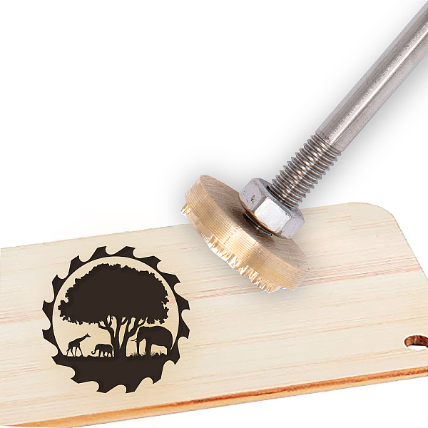 PandaHall SUPERDANT 30mm Branding Iron Gear Animals Pattern BBQ Heat Stamp with Brass Head and Wood Handle Grilling Tools and Accessories...