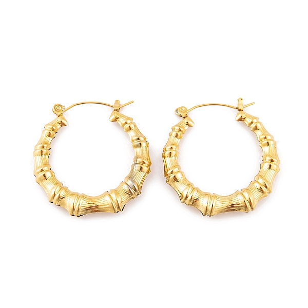 

PandaHall Ion Plating(IP) Bamboo Joint 304 Stainless Steel Hoop Earrings for Women, Real 18K Gold Plated, 32.5x4.6mm 304 Stainless Steel...
