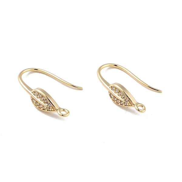 

PandaHall Leaf Rack Plating Brass Micro Pave Cubic Zirconia Earring Hooks, with Vertical Loop, Long-Lasting Plated, Cadmium Free & Lead Free..., Clear