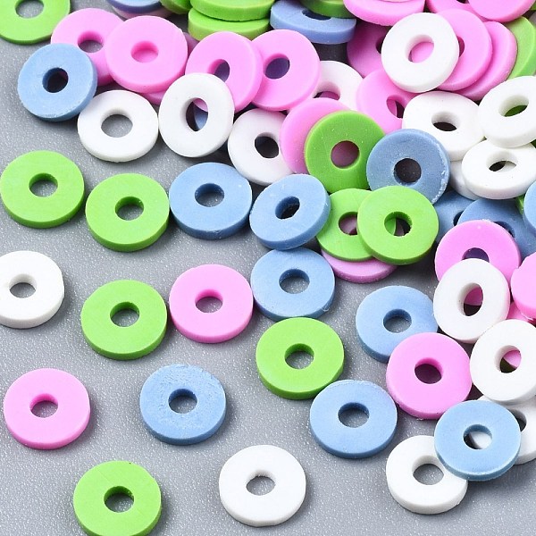 PandaHall Handmade Polymer Clay Beads, Heishi Beads, for DIY Jewelry Crafts Supplies, Disc/Flat Round, Light Steel Blue, 6x1mm, Hole: 2mm...