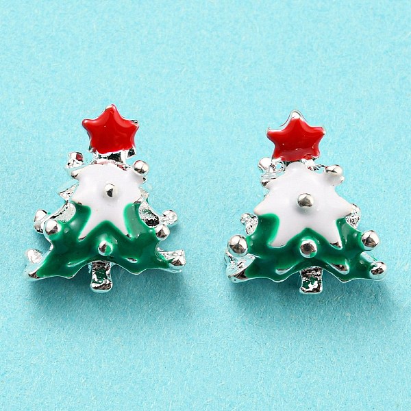 

PandaHall Brass Enamel European Beads, Large Hole Beads, Lead Free & Cadmium Free, Long-Lasting Plated, Silver, Christmas Tree, Green...