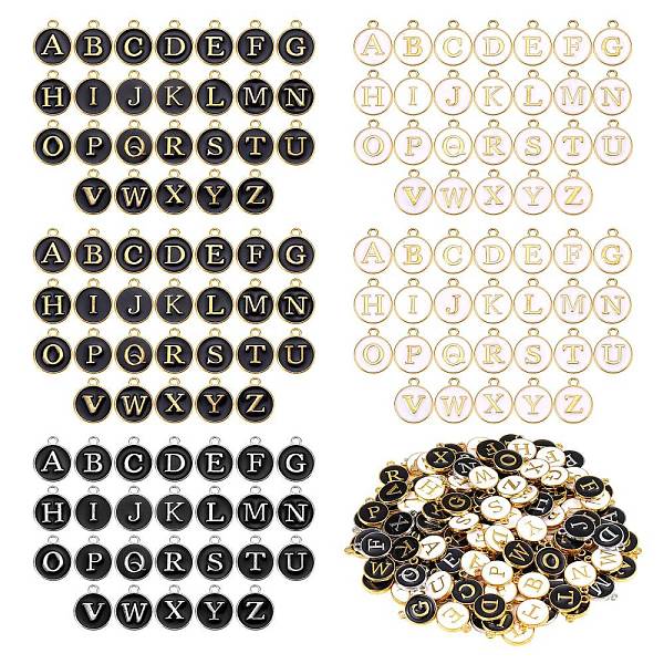 

PandaHall Golden Plated Alloy Enamel Charms, Enamelled Sequins, Flat Round with Alphabet, Letter A~Z, Golden, 14x12x2mm, Hole: 1.5mm..., Black