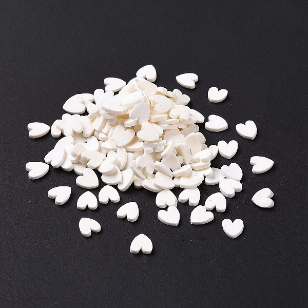 

PandaHall Handmade Polymer Clay Cabochons, Heart, White, 5x4.5x0.8mm, about 76923pcs/1000g Polymer Clay Heart White