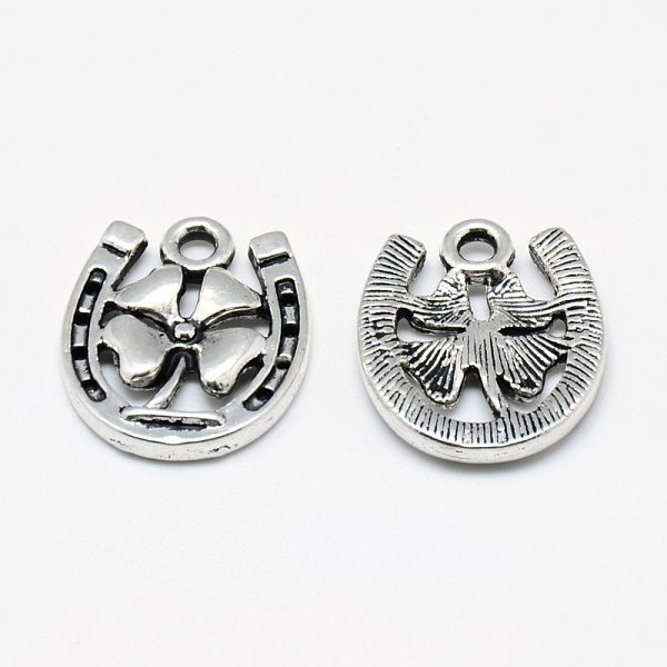 

PandaHall Tibetan Style Alloy Pendants, Horseshoes with Clover, Cadmium Free & Lead Free, Antique Silver, 17.5x15x2.5mm, Hole: 2mm Alloy...