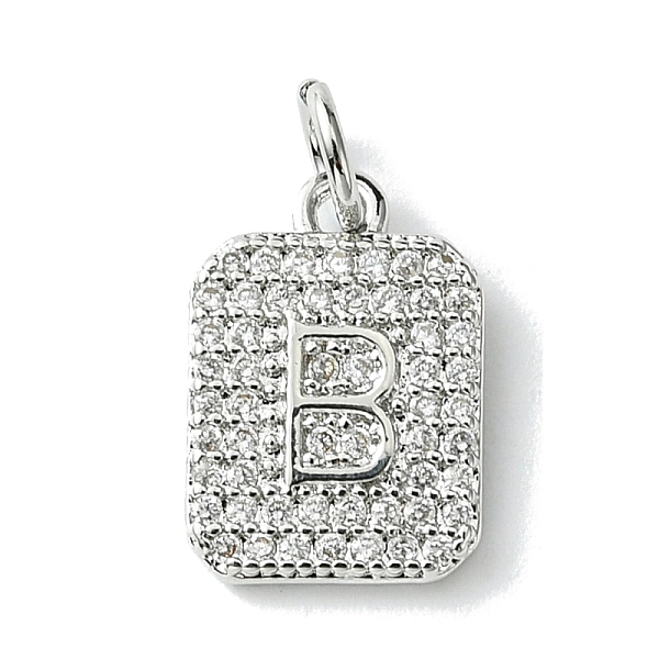 

PandaHall Rack Plating Brass Micro Pave Clear Cubic Zirconia Charms, Long-Lasting Plated, Lead Free & Cadmium Free, Rectangle with Letter...