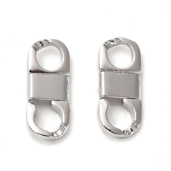 

PandaHall Rack Plating Brass Fold Over Clasps, 8 Shaped, Real Platinum Plated, 16x7x3mm, Hole: 4mm Brass