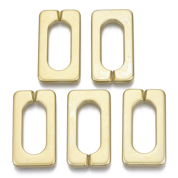 

PandaHall Opaque Spray Painted Acrylic Linking Rings, Quick Link Connectors, for Cable Chains Making, Rectangle, Gold, 43.5x23x4.5mm, Inner...