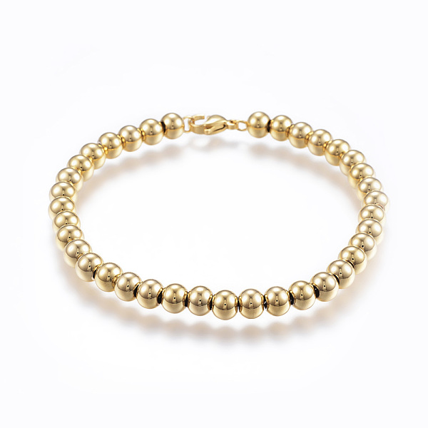 

PandaHall 304 Stainless Steel Beaded Bracelets, with Lobster Clasp, Golden, 7-5/8 inch(195mm)x6mm 304 Stainless Steel