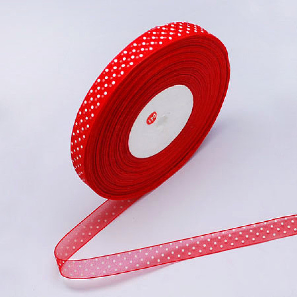 

PandaHall Organza Ribbon, Red, 1/2 inch(1/2 inch(14mm)), 100yards/roll(91.44m/roll) Polyester None Red
