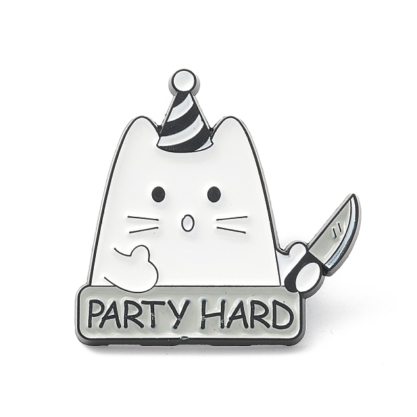 

PandaHall Word Party Hard Alloy Brooch, Cat with Knife Lapel Pin for Backpack Clothes, Electrophoresis Black, White, 28x28x1.5mm, Pin: 1mm...