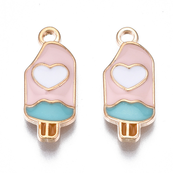 

PandaHall Rack Plating Alloy Enamel Pendants, Light Gold, Cadmium Free & Nickel Free & Lead Free, Ice Cream, Pink, 20.5x8.5x2mm, Hole: 1.6mm...