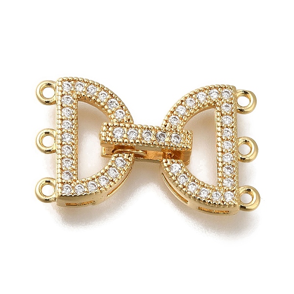 

PandaHall Brass Micro Pave Clear Cubic Zirconia Fold Over Clasps, 2-Strand, 6-Hole, Arch, Real 18K Gold Plated, 24mm Brass+Cubic Zirconia...