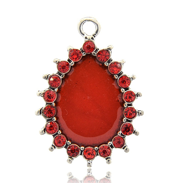 

PandaHall Antique Silver Plated Alloy Light Siam Rhinestone Enamel Teardrop Pendants, Red, 29x21x2mm, Hole: 2.5mm Alloy Rhinestone+Enamel...