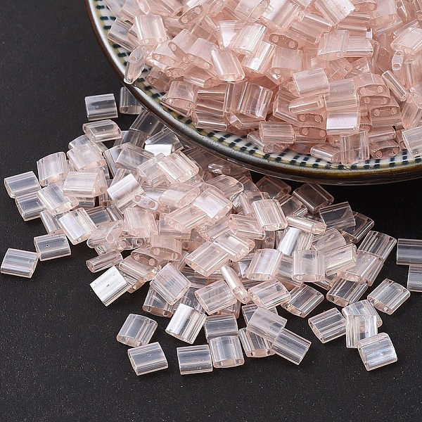 

PandaHall MIYUKI TILA Beads, Japanese Seed Beads, 2-Hole, (TL365) Light Shell Pink Luster, 5x5x1.9mm, Hole: 0.8mm, about 118pcs/10g Glass...