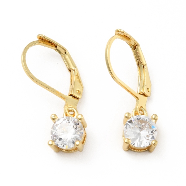 

PandaHall Clear Cubic Zirconia Flat Round Dangle Leverback Earrings, Brass Jewelry for Women, Real 18K Gold Plated, 23mm, Pin: 0.7mm Cubic...