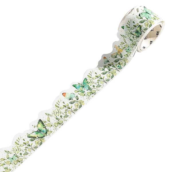 

PandaHall Flower Butterfly Paper Adhesive Tape Rolls, Decorative Tape for DIY Scrapbooking, Dark Sea Green, 30mm, 2m/roll Paper Butterfly