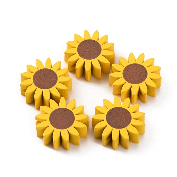 

PandaHall Dyed Wood Beads, Sunflower, Gold, 21.5x8mm, Hole: 2.5mm Wood Flower Gold