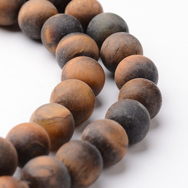 

PandaHall Frosted Round Natural Tiger Eye Bead Strands, Grade AB, 8mm, hole: 1mm, about 47~48pcs/strand, 15 inch Tiger Eye Round