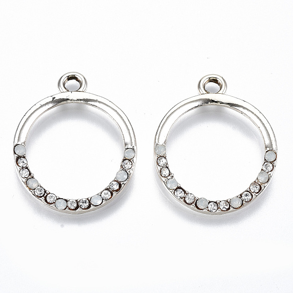 

PandaHall UV Plated Alloy Pendants, with Crystal Rhinestone, Ring, Cadmium Free & Lead Free, Light Gold, 26x21.5x2mm, Hole: 2.5mm..., Clear