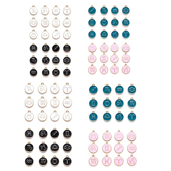 

PandaHall Alloy Enamel Pendants, Flat Round with Constellation, Light Gold, Cadmium Free & Lead Free, Mixed Color, 8sets/box Alloy+Enamel..., Multicolor