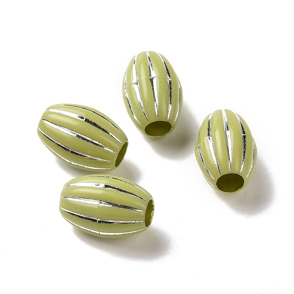 

PandaHall Opaque Acrylic Beads, Silver Metal Enlaced, Oval, Dark Khaki, 15.8x11mm, Hole: 4.8mm, about 540pcs/500g Acrylic Oval