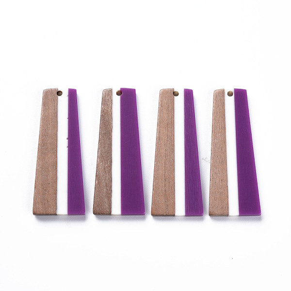 

PandaHall Resin & Walnut Wood Pendants, Trapezoid, Purple, 49x19x3mm, Hole: 2mm Resin+Wood Trapezoid Purple