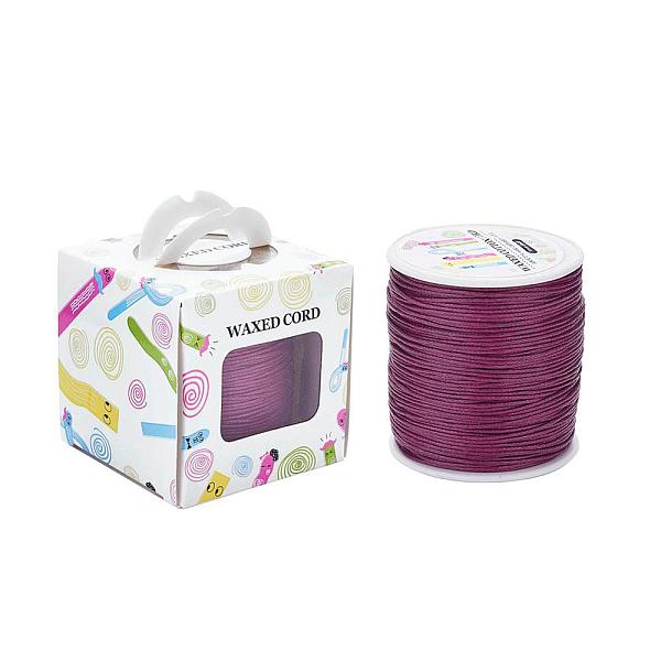 

PandaHall Waxed Cotton Cords, Purple, 1mm, about 100yards/roll(91.44m/roll), 300 feet/roll Waxed Cotton Cord Round Purple