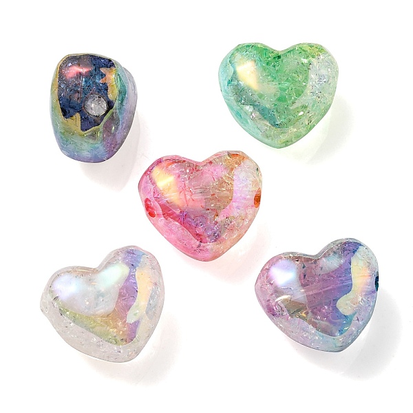 

PandaHall Transparent Crackle Acrylic Beads, Gradient Color, Heart, Mixed Color, 19x22x14mm, Hole: 3.5mm Acrylic Heart Multicolor