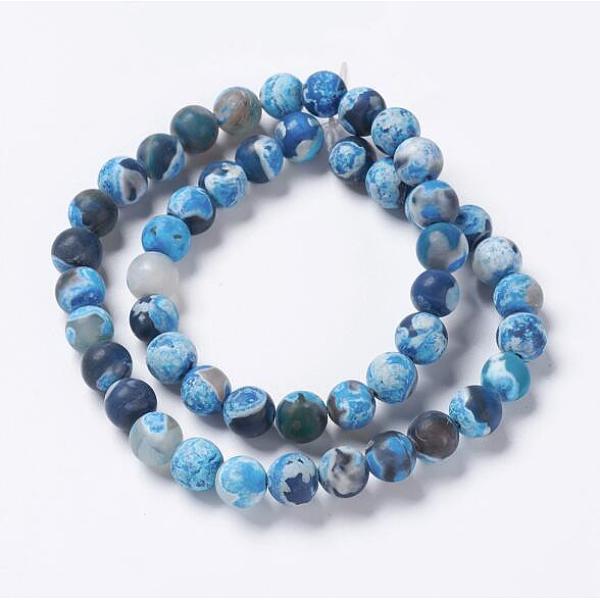 

PandaHall Natural Fire Crackle Agate Bead Strands, Dyed & Heated, Frosted, Round, Dodger Blue, 8mm, Hole: 1mm, about 48pcs/strand, 14.96...