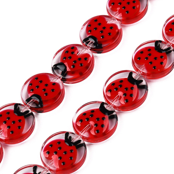 

PandaHall Transparent Acrylic Beads Strands, with Enamel, Flat Round with Ladybird, Red, 15x5mm, Hole: 1.2mm, about 35pcs/strand, 20.67 inch...
