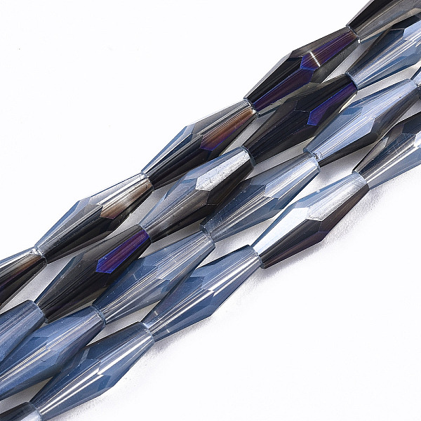 

PandaHall Half Electroplate Glass Beads Strands, Faceted Bicone, Marine Blue, 12x4mm, Hole: 0.8mm, about 59~60pcs/strand, 27.56 inch(70cm)...
