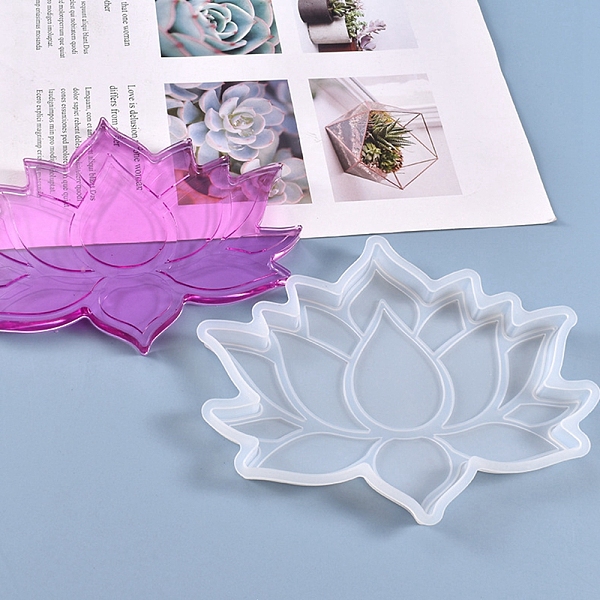 

PandaHall Lotus Cup Mat Silicone Molds, Resin Casting Molds, UV Resin & Epoxy Resin Craft Making, White, 127x160x11mm, Inner Diameter...