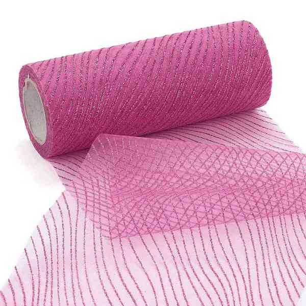

PandaHall Glitter Deco Mesh Ribbons, Tulle Fabric, for Wedding Party Decoration, Skirts Decoration Making, Deep Pink, 5.9 inch(15cm)...