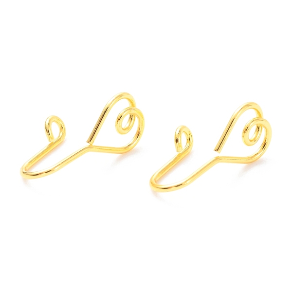 

PandaHall Brass Nose Rings, Nose Cuff Non Piercing, Clip on Nose Ring for Women Men, Heart, Golden, 16.5x8x9mm, Hole: 1.5mm Brass