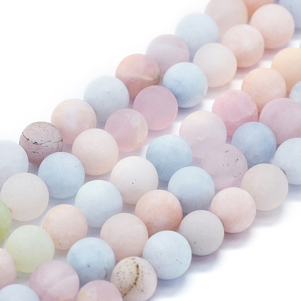 

PandaHall Natural Morganite Beads Strands, Frosted, Round, 8mm, Hole: 1mm, about 48~49pcs/Strand, 15.35 inch(39cm) Morganite Round