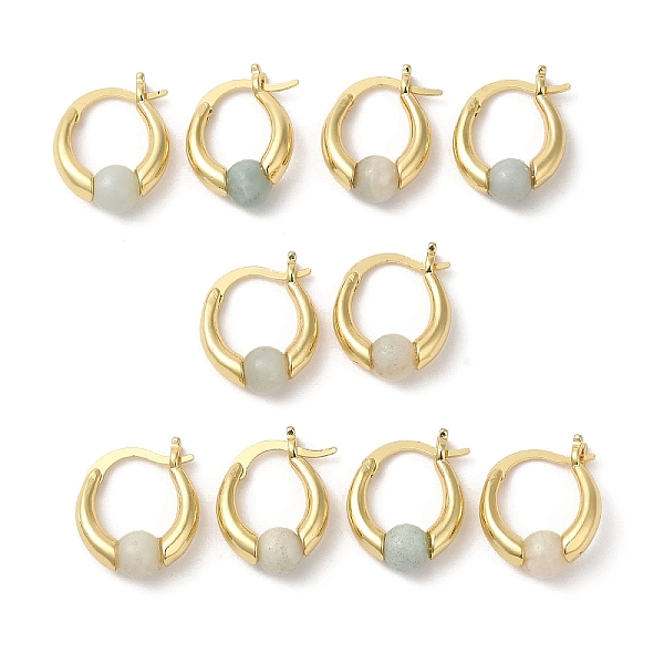 

PandaHall Natural Malaysia Jade Round Beaded Hoop Earrings, Real 18K Gold Plated Brass Jewelry, Cadmium Free & Lead Free, 19x15x6.5mm...